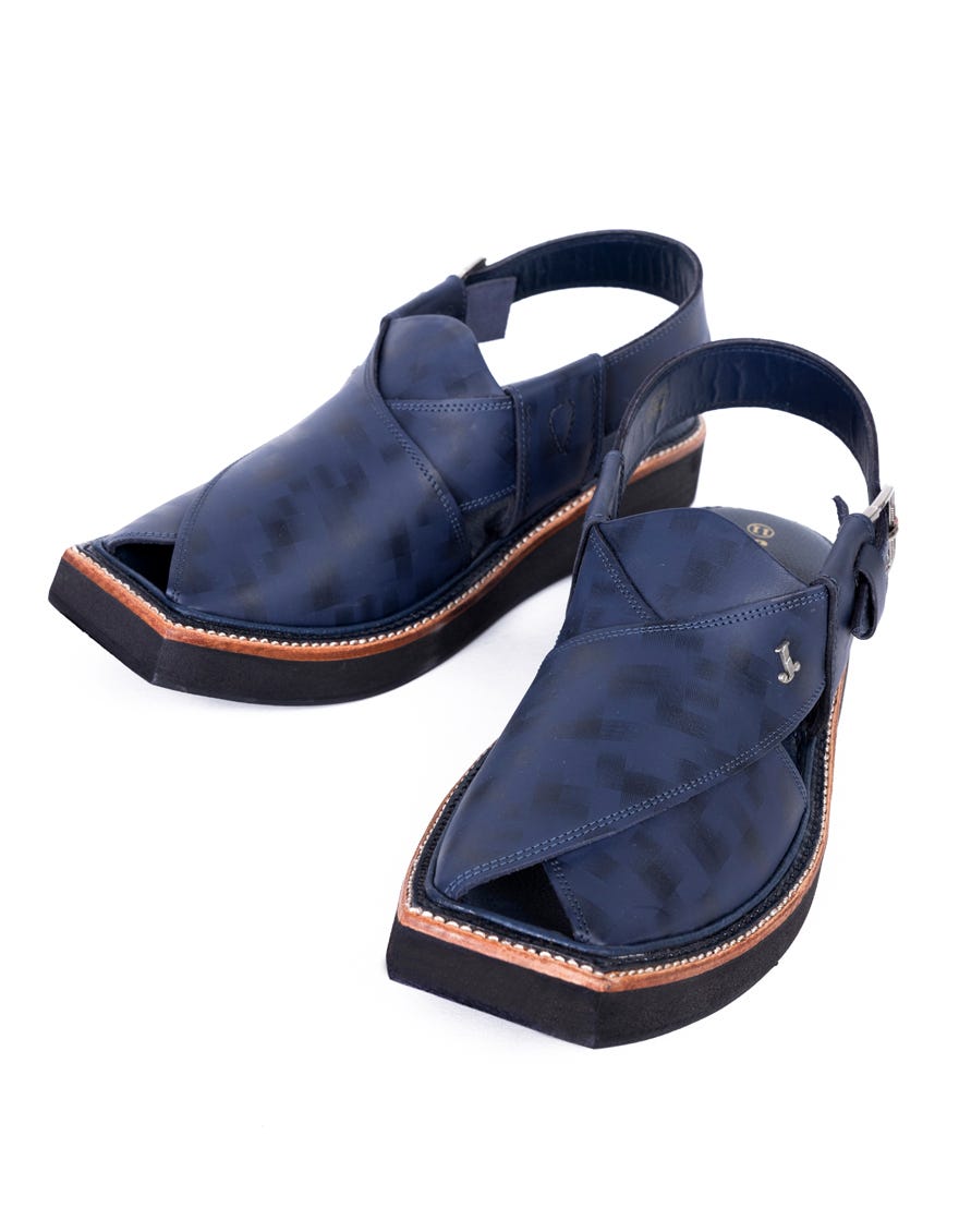 Blue Trendy Peshawari Chappal | Jjfw-Jpc-084-Kc
