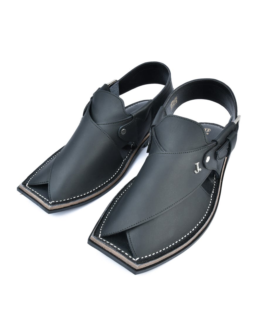 Matt Black Trendy Peshawari Chappal | Jjfw-Jpc-11479