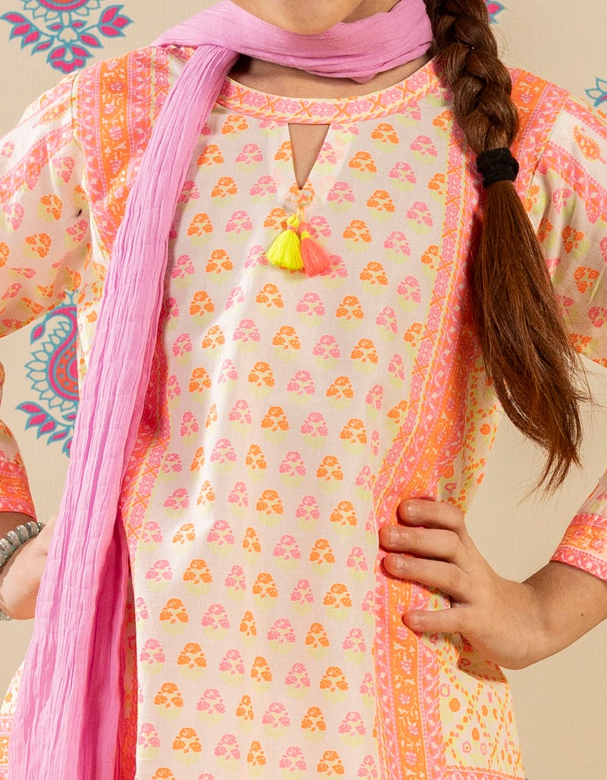 ORANGE LAWN PRINTED 3PC | JGK-S-JGP-25-1516