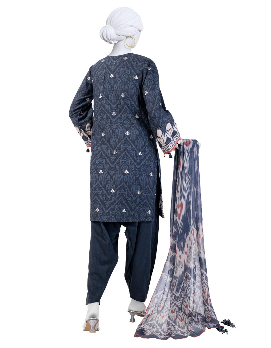 GREY CAMBRIC EMBROIDERED 3PC STITCHED