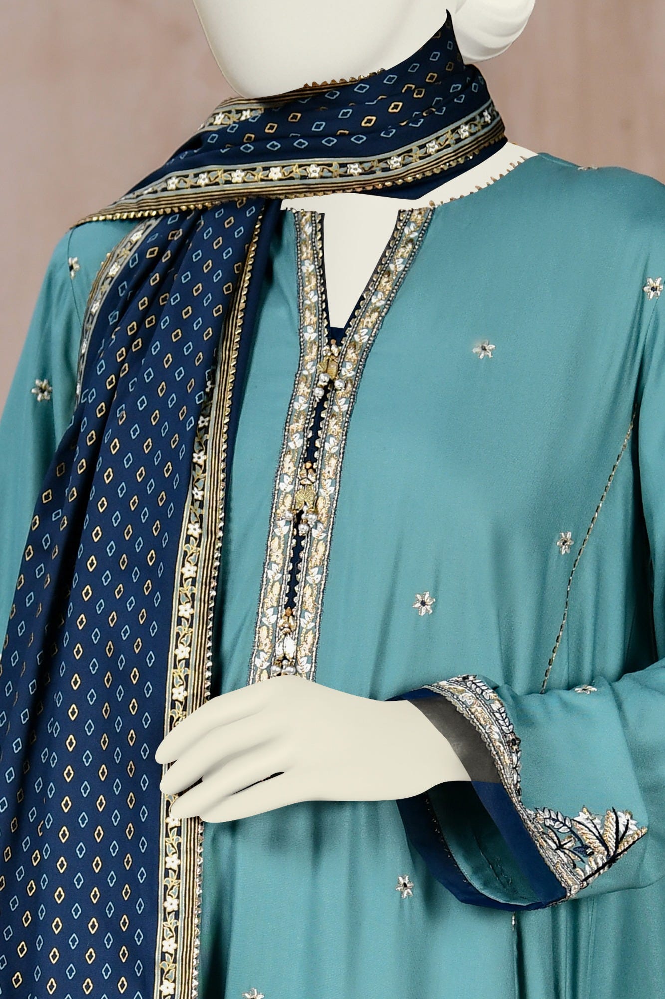 TEAL VISCOSE UNSTITCHED 3PC | CCW-3PSU-S-22-063 MIRAY