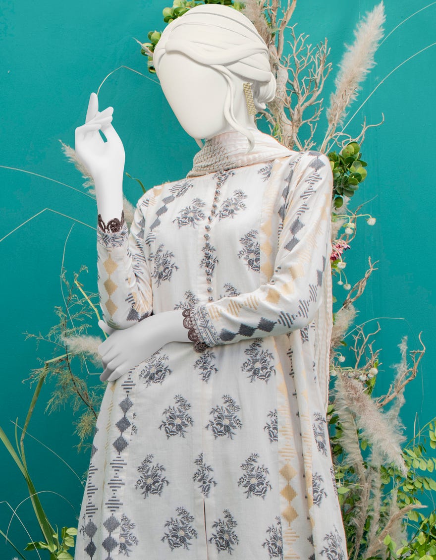 OFF WHITE JACQUARD 3PC STITCHED | JJPW-W-JW-22-1709