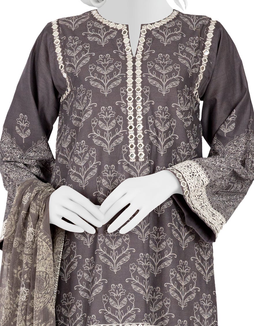 GREY CAMBRIC UNSTITCHED 3PC | JJLS-W-JW-22-1738