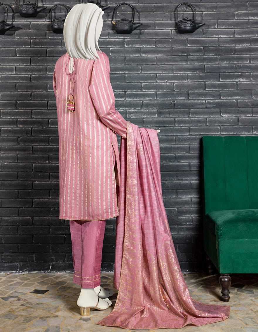 PINK SILK UNSTITCHED 3PC | JJLS-W-JW-22-1780
