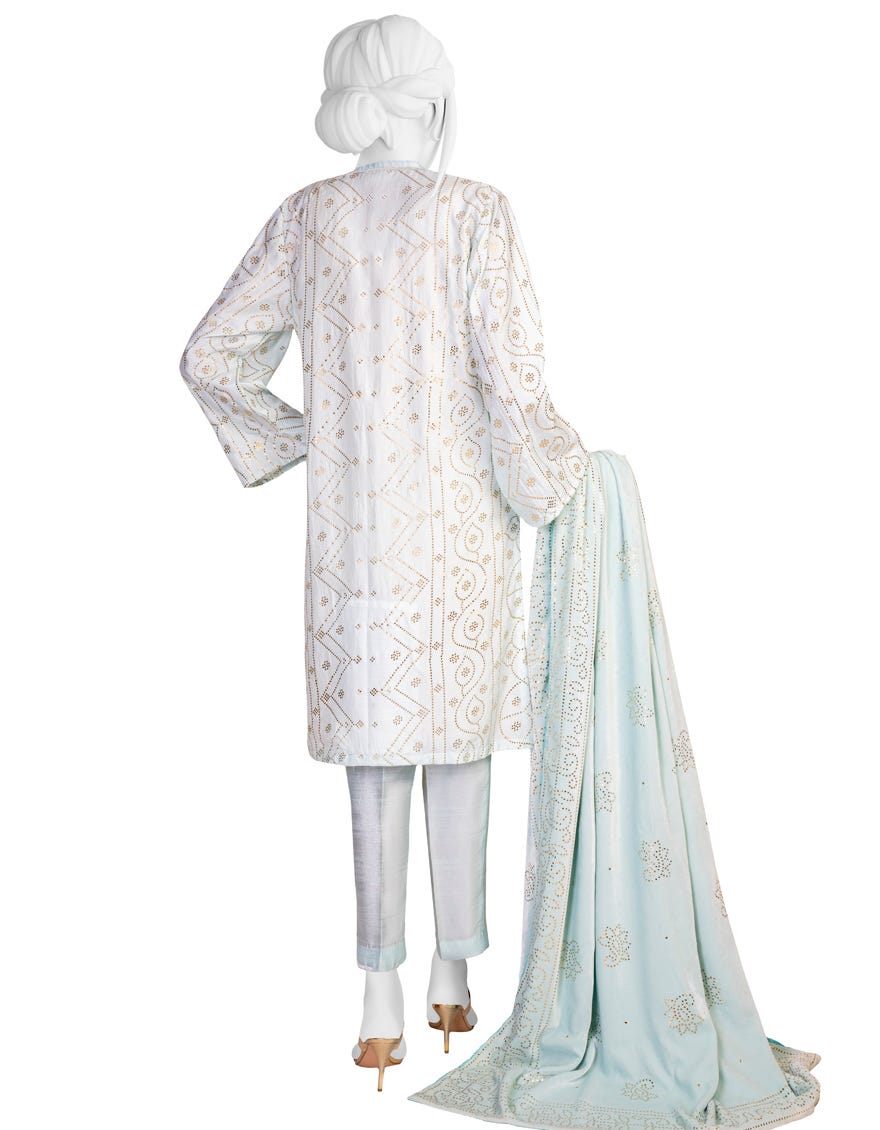 MINT RAW SILK UNSTITCHED 3PC | JJLS-W-JW-22-1784