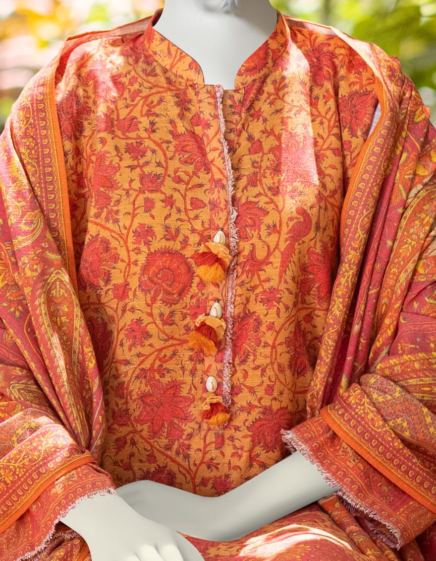 MULTICOLOR KHADDAR UNSTITCHED 3PC | JJLS-W-JWU-22-1799B