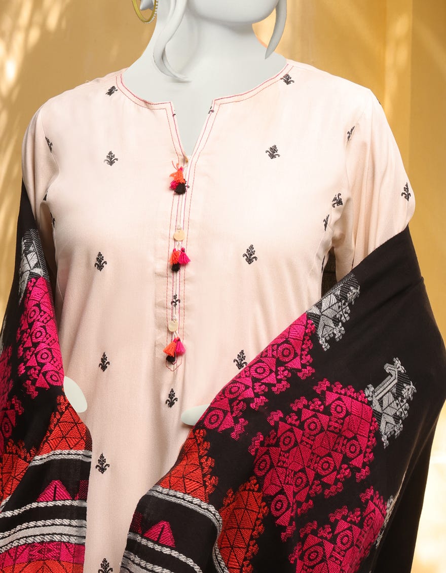 OFF WHITE-MULTICOLOR MARINA UNSTITCHED 3PC | JJLS-W-JWU-22-1821