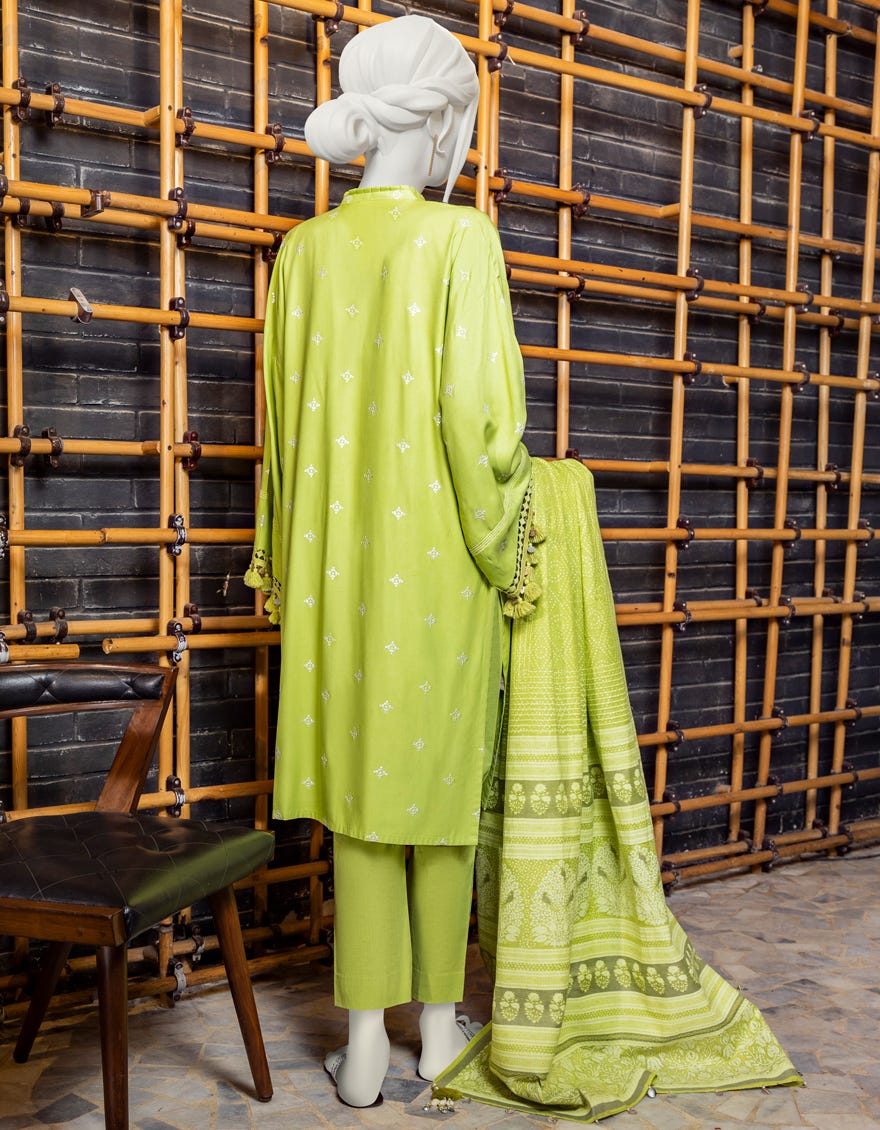 GREEN DYED UNSTITCHED 3PC | JJLS-W-JWU-22-1825