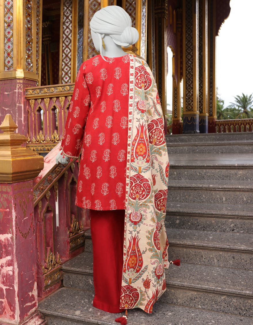 MAROON KHADDAR UNSTITCHED 3PC | JJLS-W-JWU-22-1829