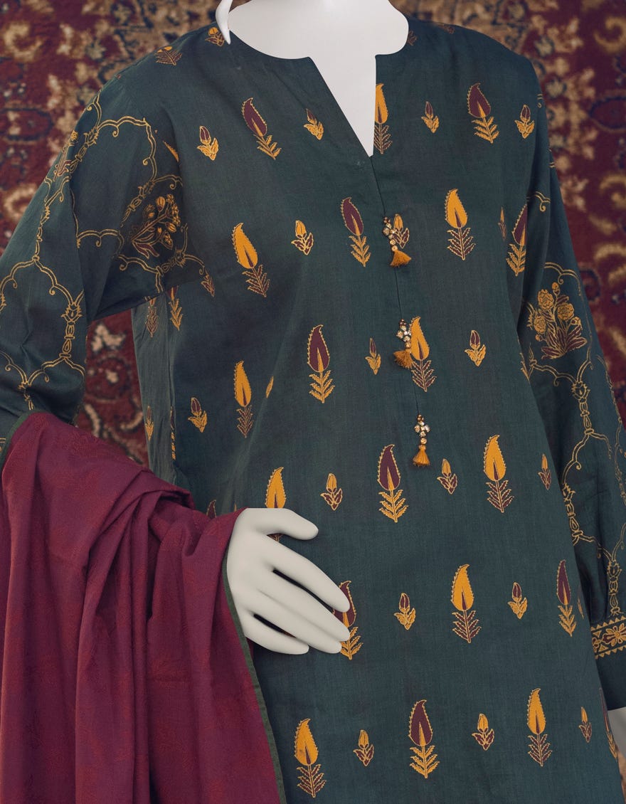 GREEN CAMBRIC UNSTITCHED 3PC | JJLS-W-JWU-22-1850