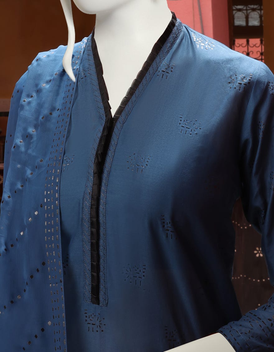BLUE CAMBRIC UNSTITCHED 3PC | JJLS-W-JWU-22-1862
