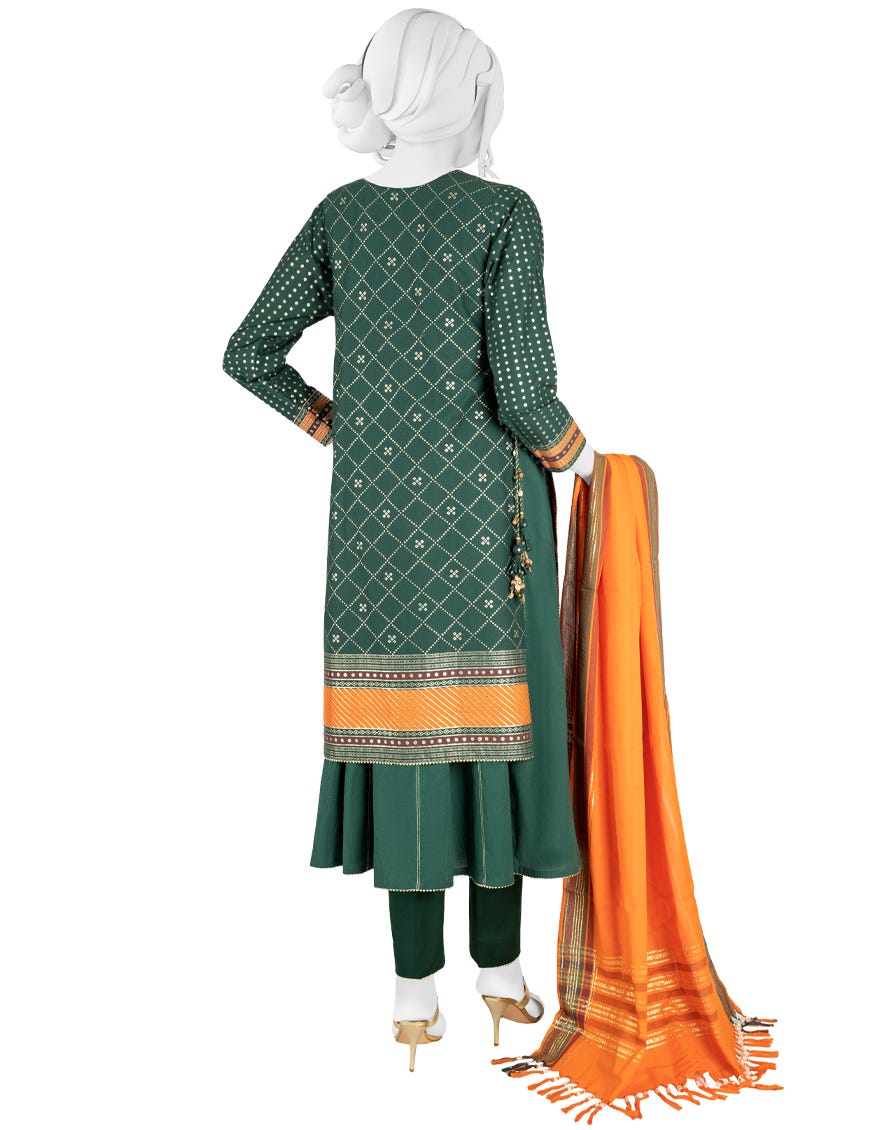 GREEN CAMBRIC UNSTITCHED 3PC | JJLS-W-JWU-22-1867