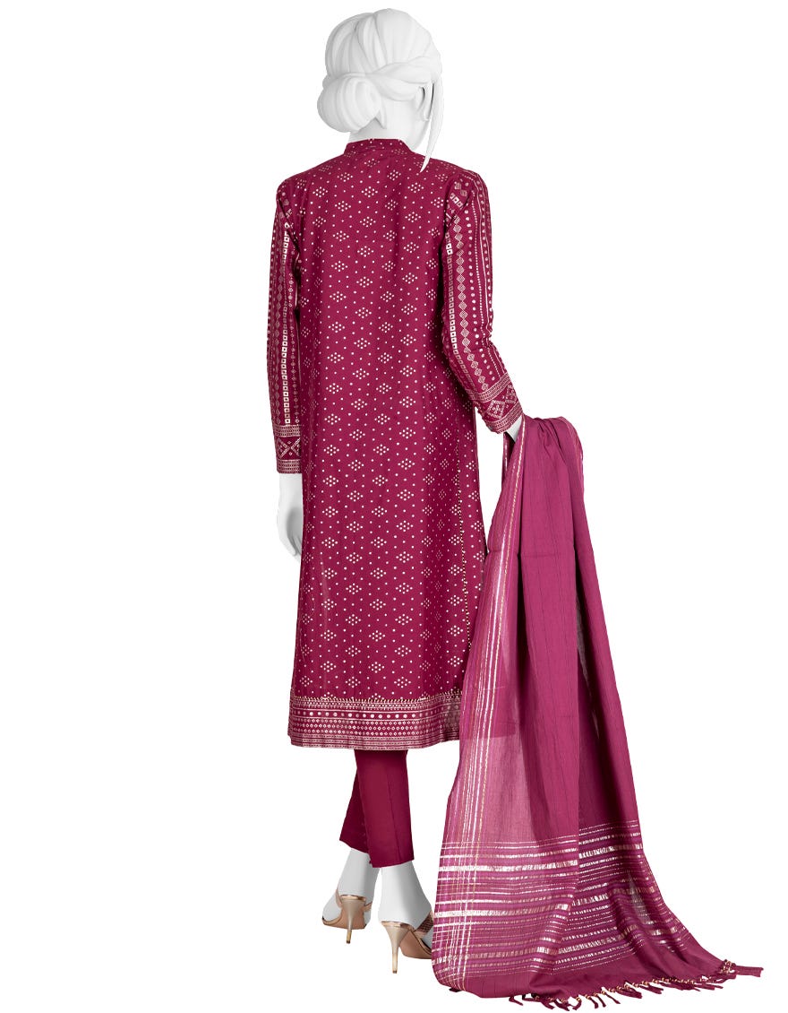 MAROON CAMBRIC UNSTITCHED 3PC | JJLS-W-JWU-22-1868