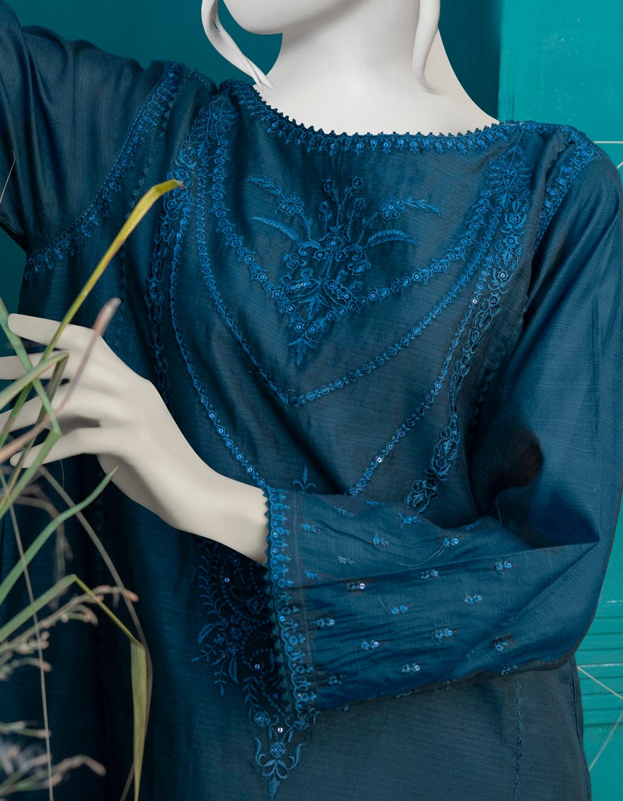 TEAL BLUE COTTON SILK 2PC STITCHED | JJPW-W-JW2-22-2023