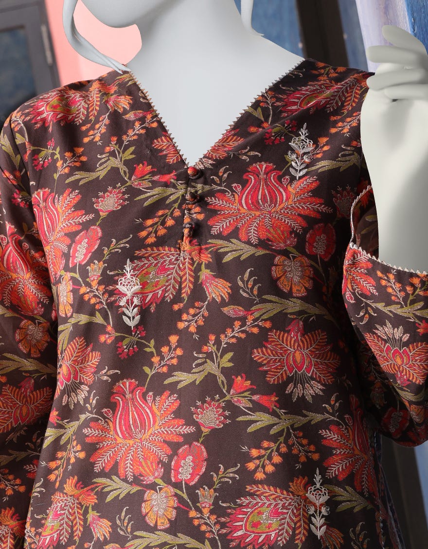 MULTICOLOR CAMBRIC UNSTITCHED 2PC | JJLS-W-JW2-22-2039