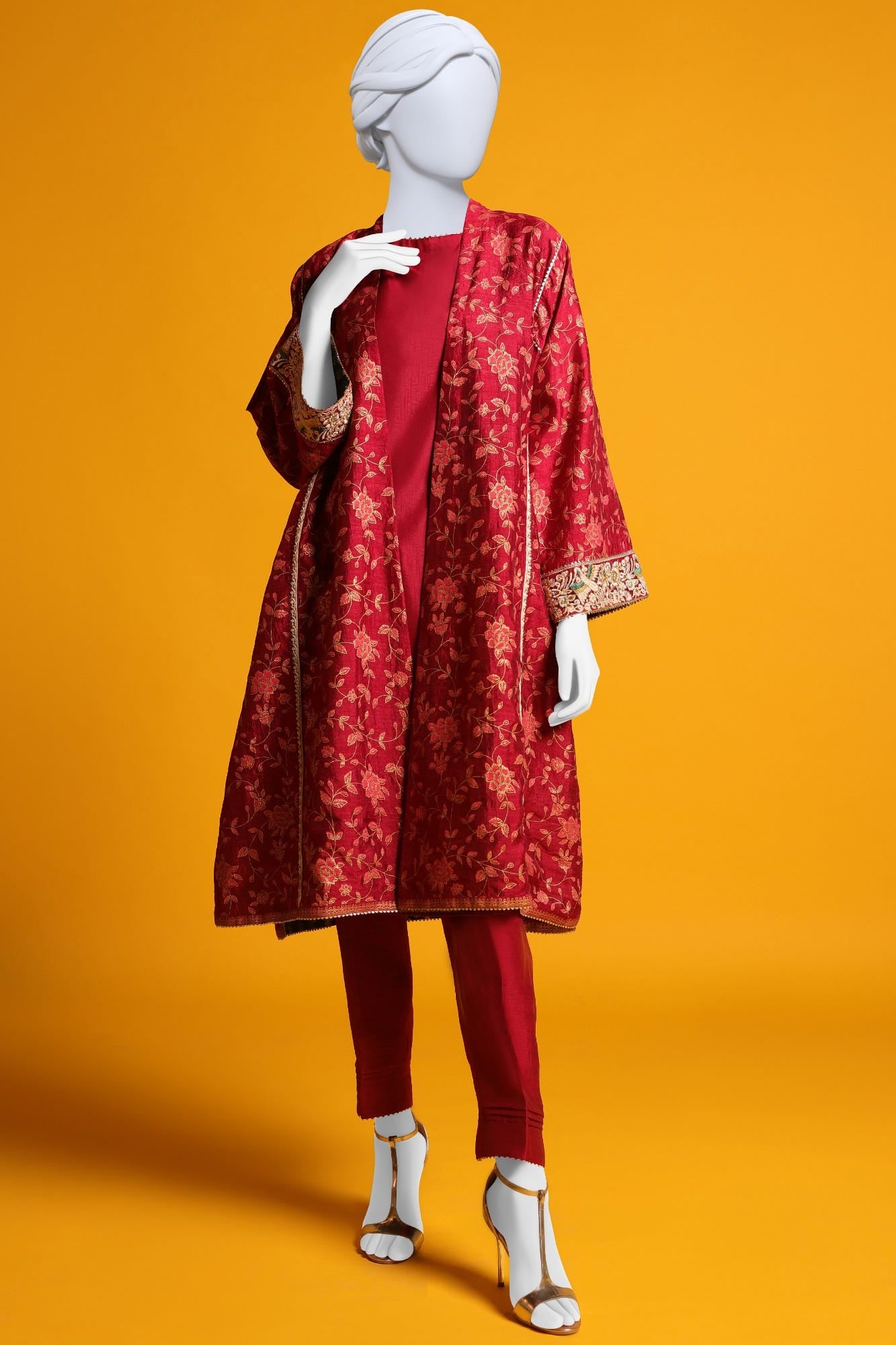 MAROON RAW SILK 2PC STITCHED | CCW-2PS-ST-S-22-2049