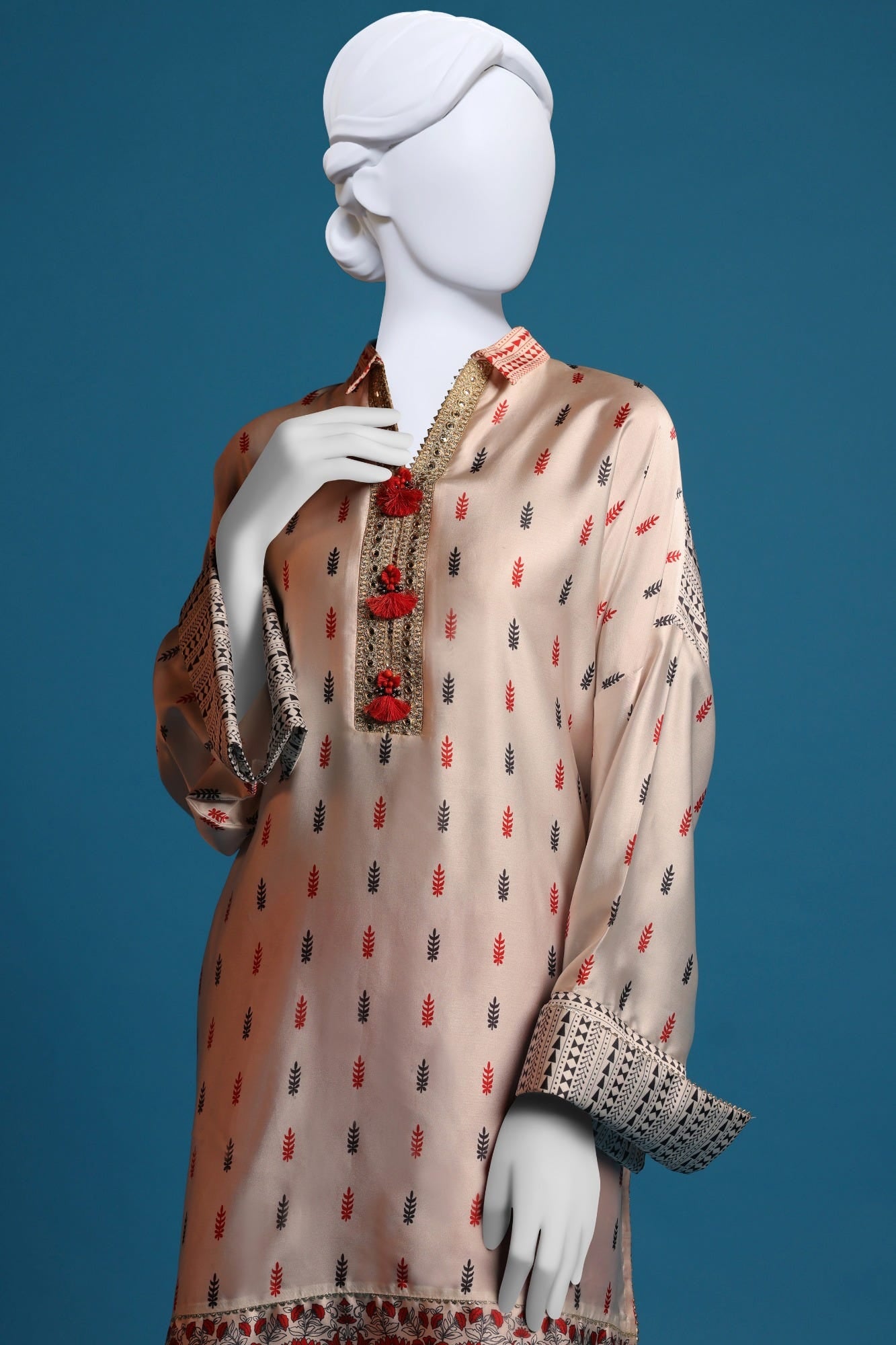 ORANGE-WHITE SILK 2PC STITCHED | CCW-2PS-ST-S-22-2055