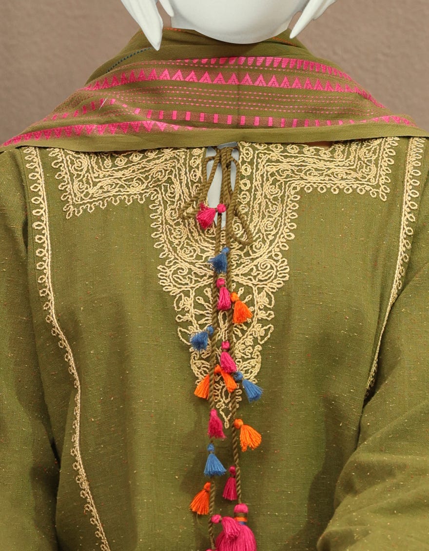 OLIVE KHADDAR TEENS 3PC | JGK-YGK-JWT-W-22-3503