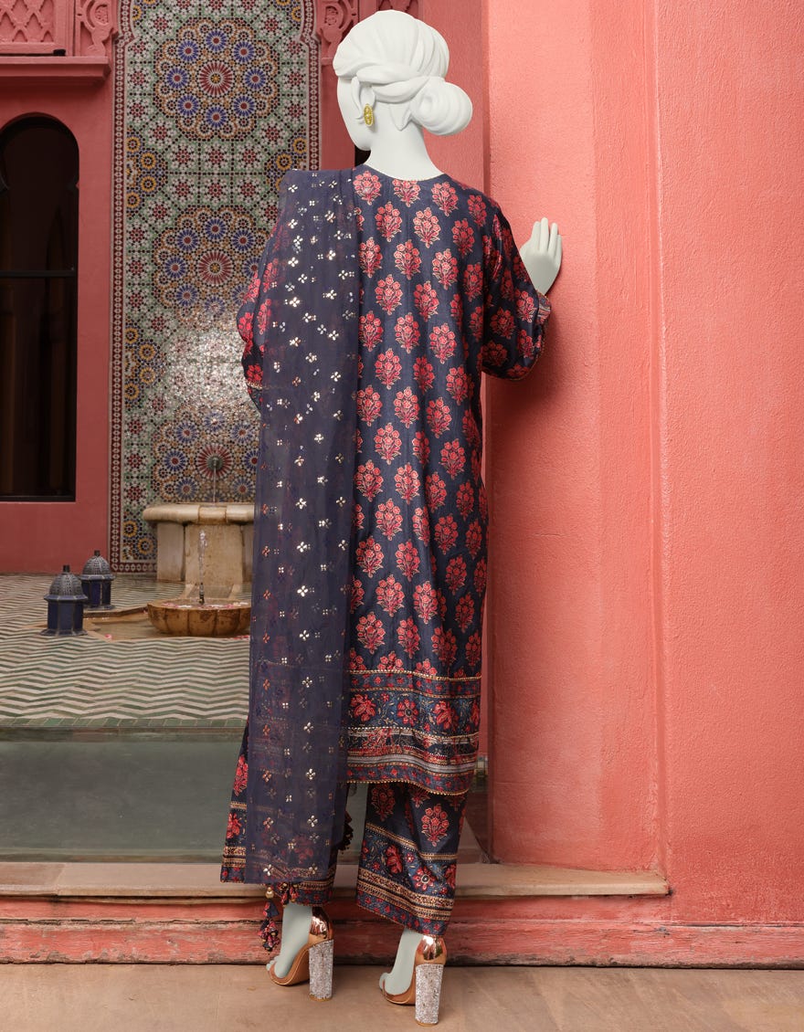 MULTICOLOR CAMBRIC UNSTITCHED 3PC | JJLS-W-JPS-22-3944