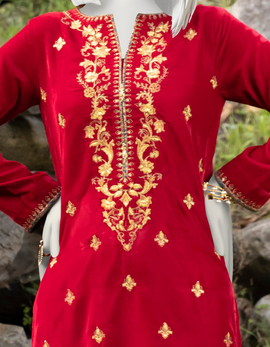 RED VELVET KURTI | JJLK-W-JPWK-22-871