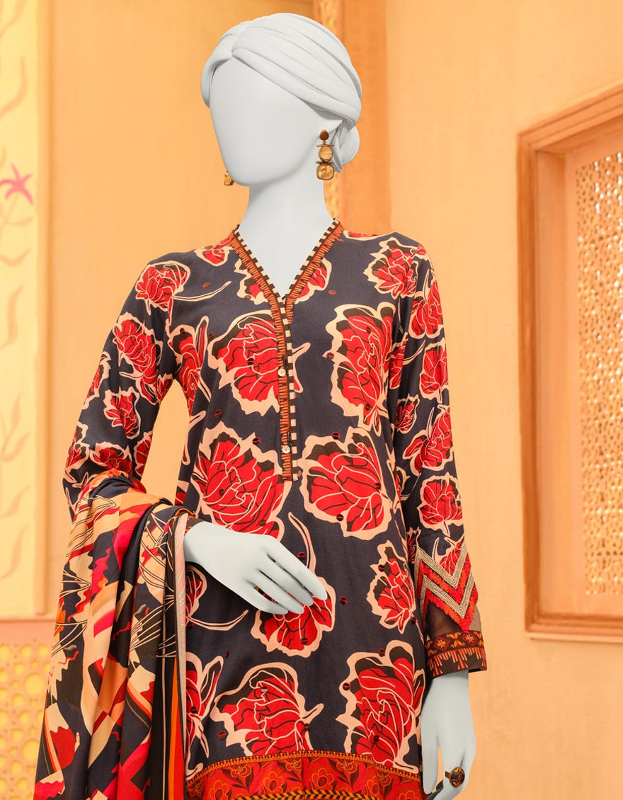 Blue Marina 3 Piece Stitched Dress | Jjpw-W-Jpws-23-629