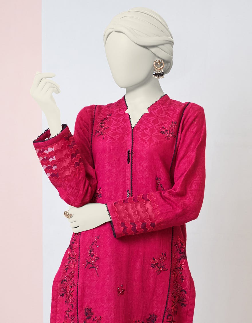 Pink Dobby Cotton Women's Kurti | Jjlk-S-Jpwk-23-972