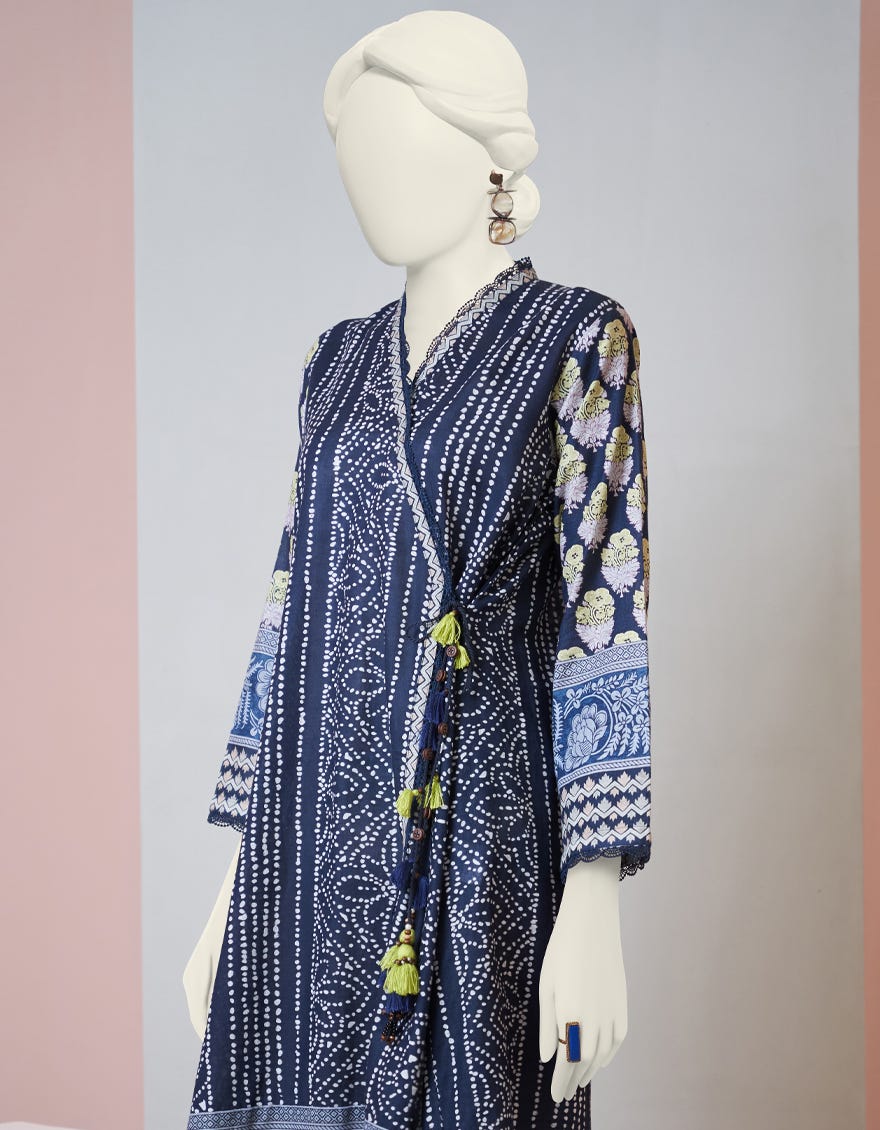 Blue Khaddar Women's Kurti | Jjlk-W-Jpwk-23-978