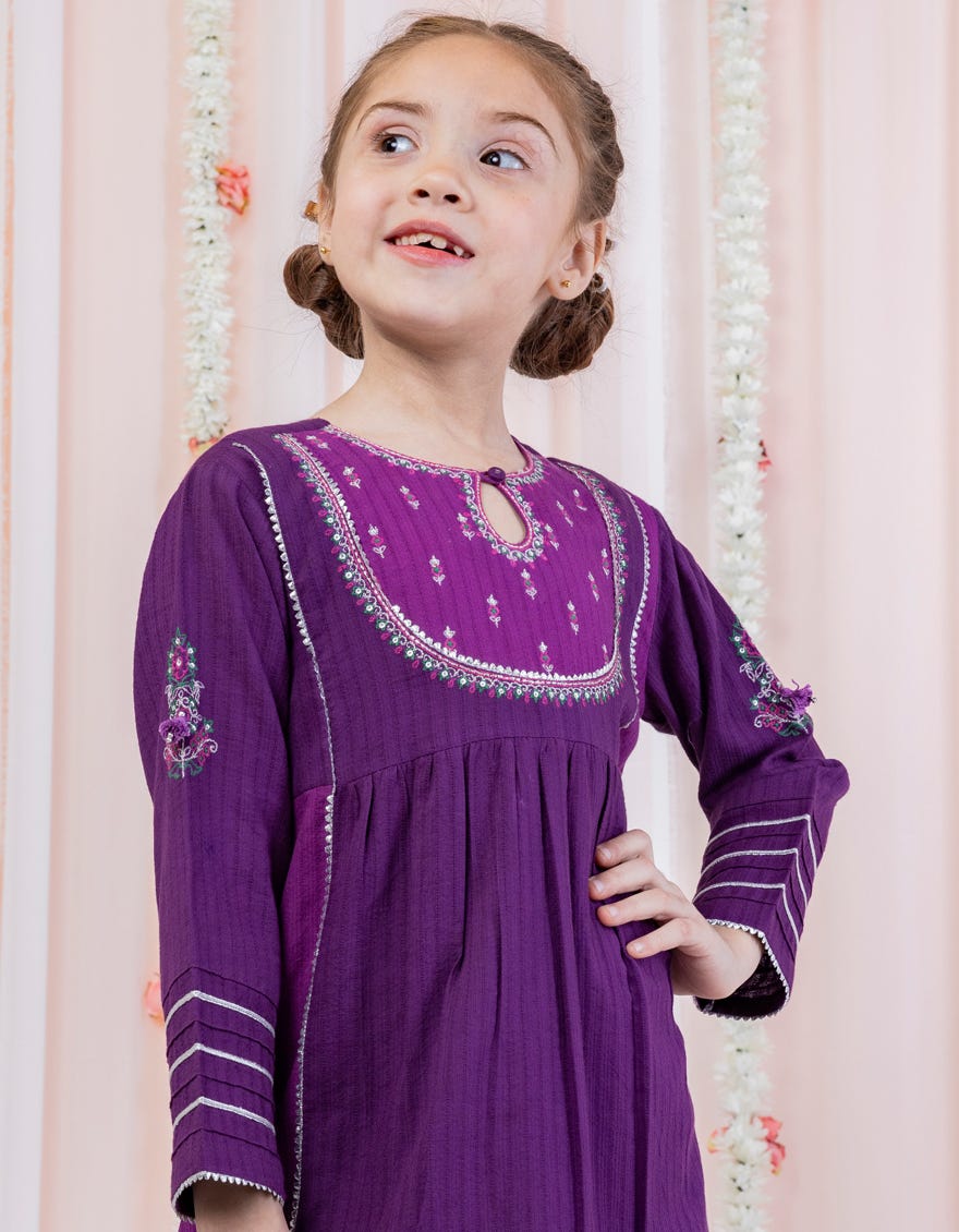 Purple Textured Kurti | Jglk-S-24-2518