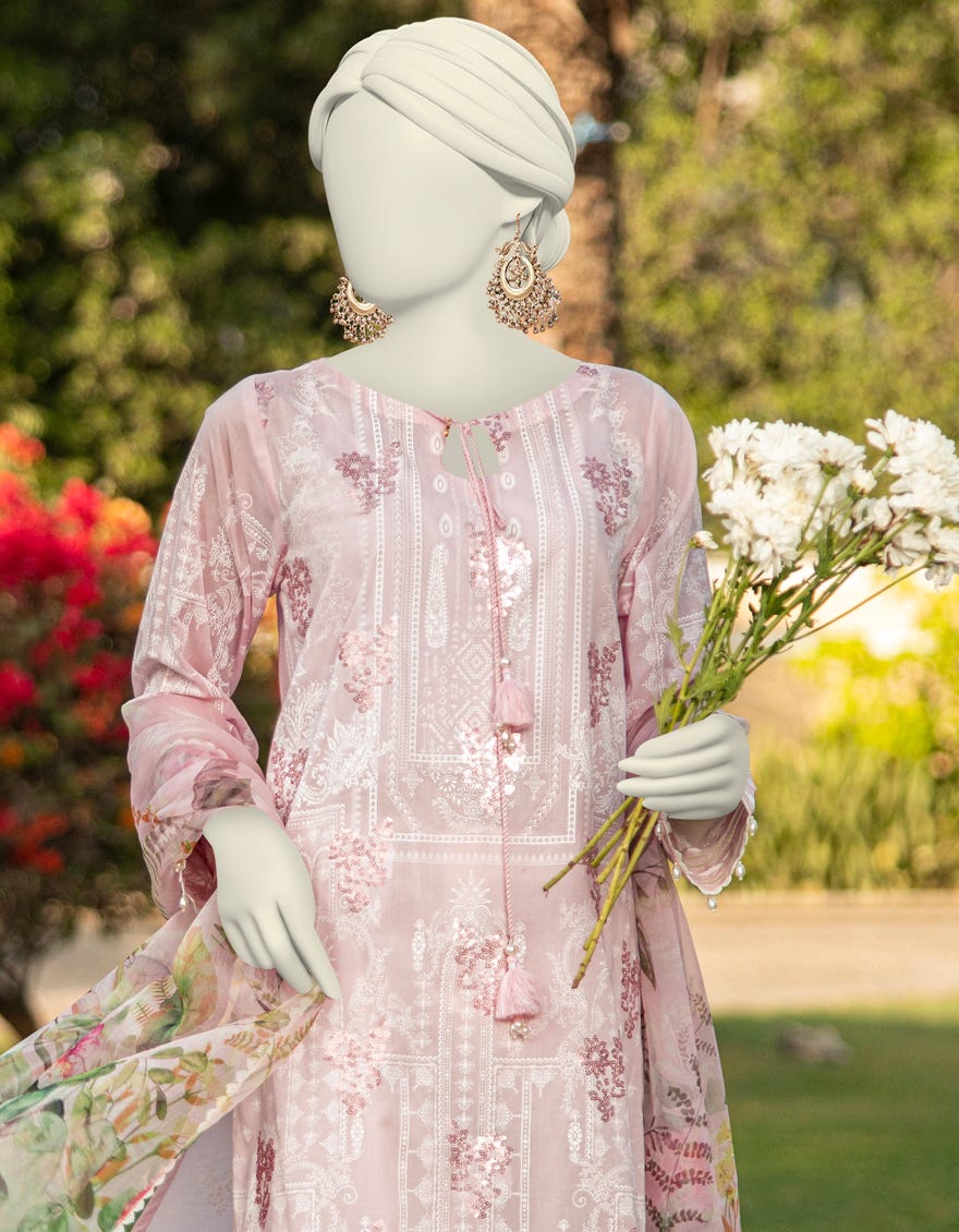 PINK LAWN EMBROIDERED UNSTITCHED 2PC