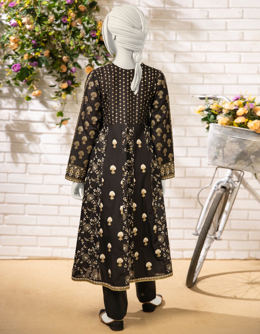 BLACK LAWN DYED 2PC STITCHED