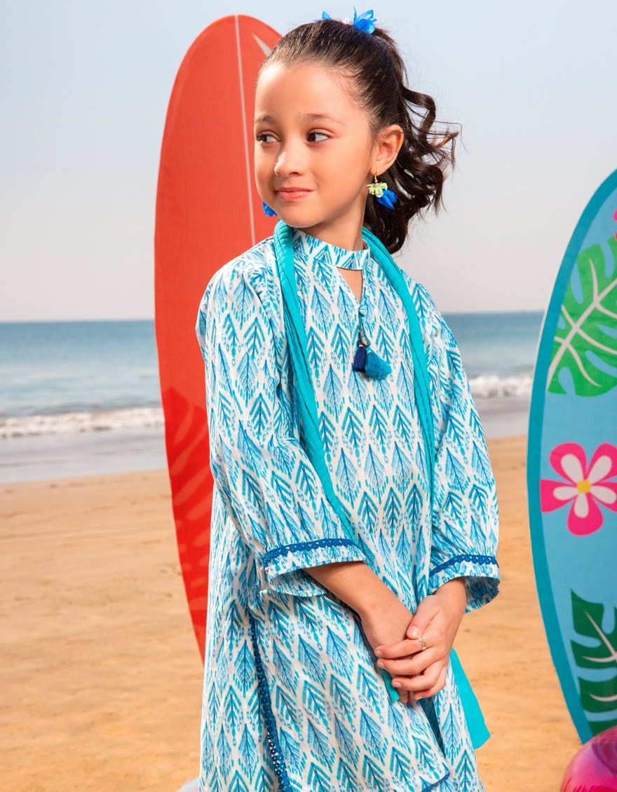 BLUE LAWN PRINTED 3PC | JGK-S-JGP-25-1506