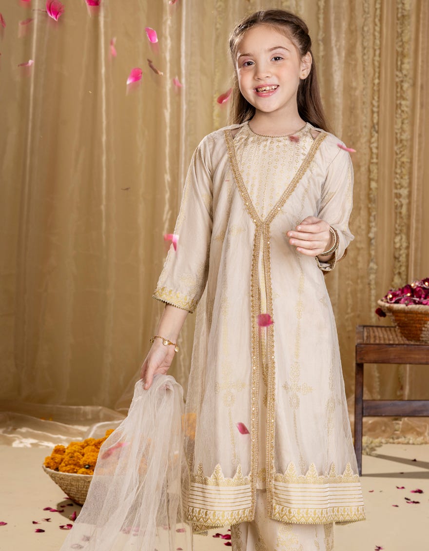 BEIGE SILK EMBROIDERED 3PC | JGK-S-JGP-25-1519