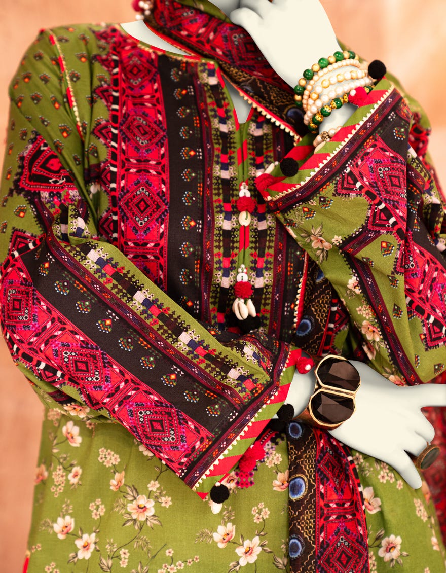 GREEN LAWN PRINTED UNSTITCHED 3PC