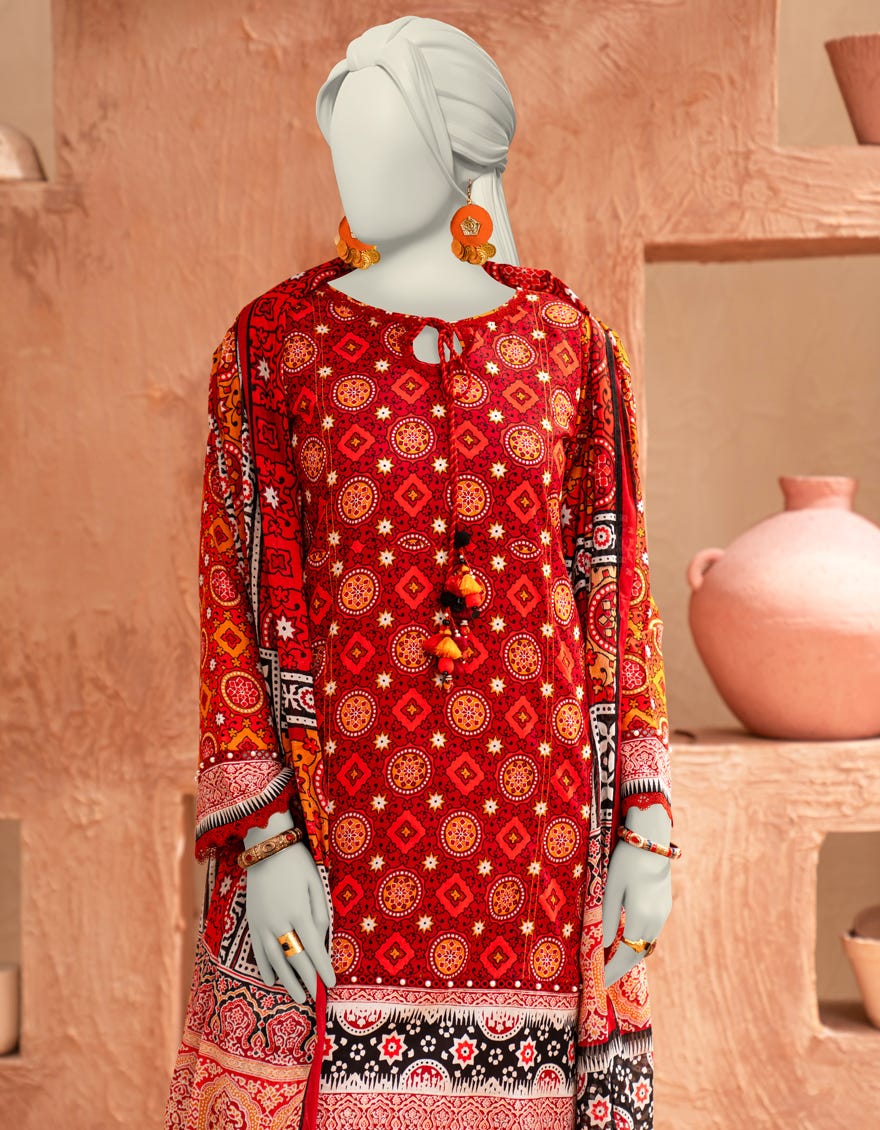 MULTICOLOR LAWN PRINTED UNSTITCHED 3PC