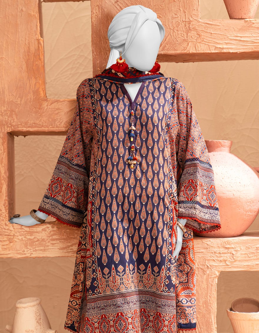 MULTICOLOR LAWN PRINTED UNSTITCHED 3PC