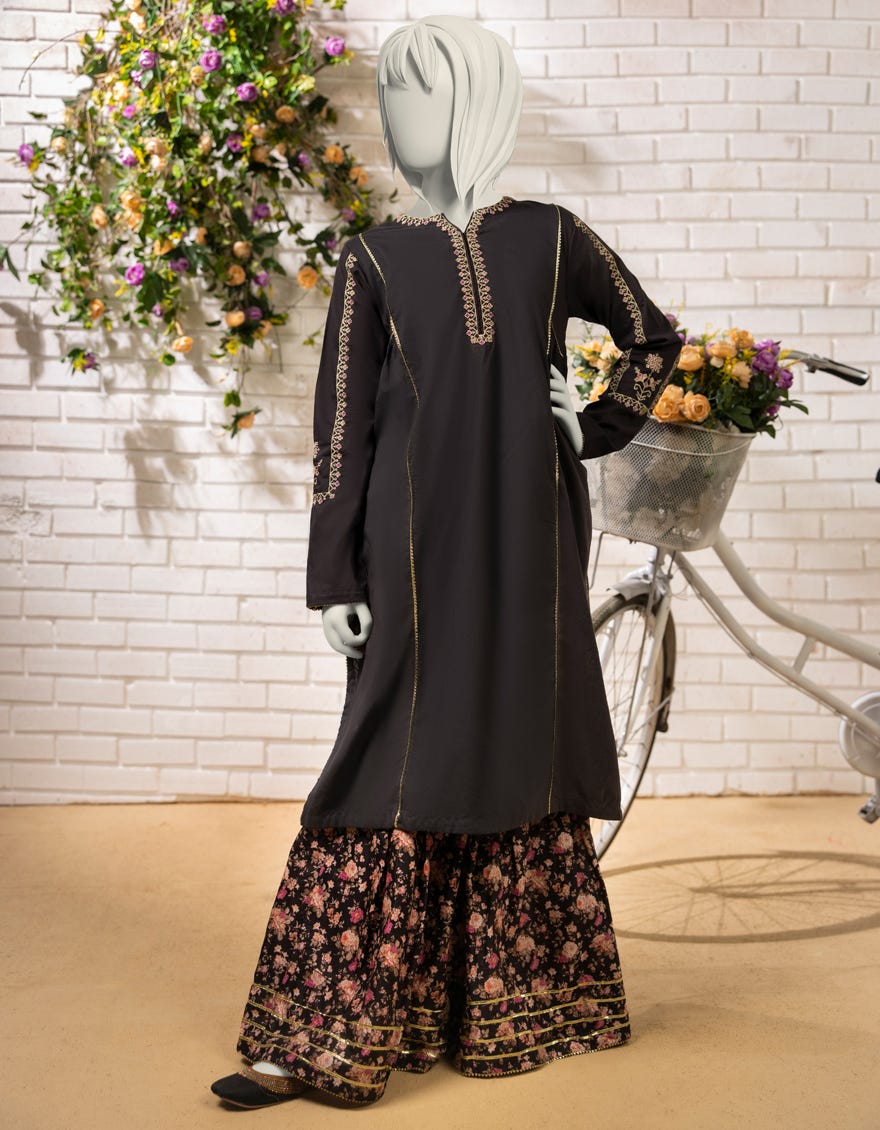 BLACK LAWN EMBROIDERED 2PC STITCHED