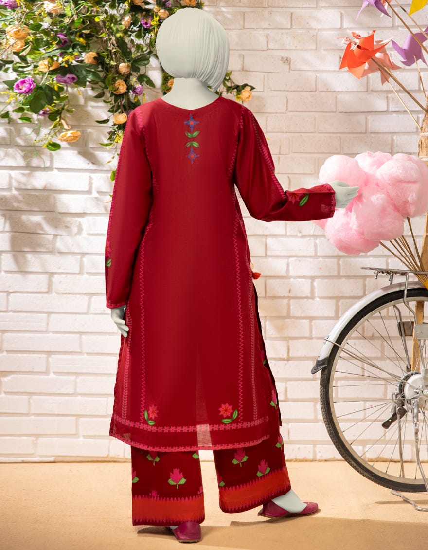 MAROON LAWN PRINTED 2PC STITCHED