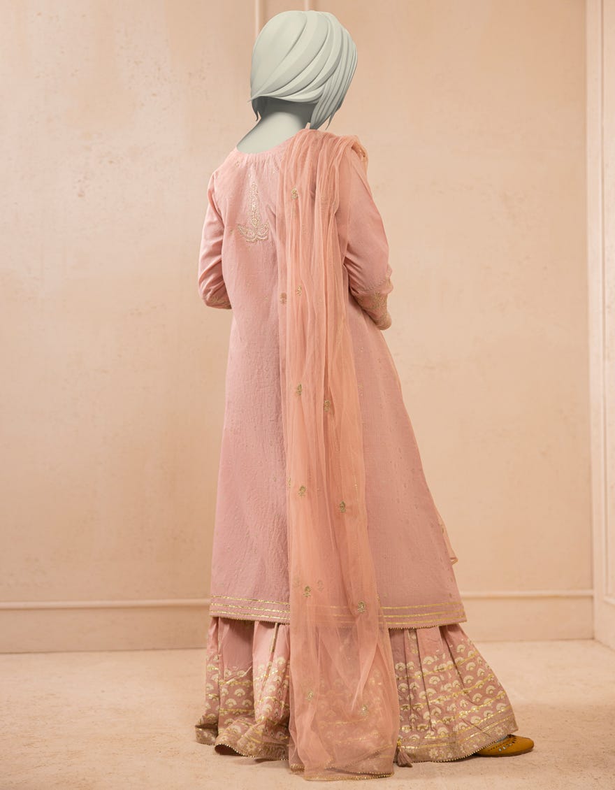 PINK DYED EMBROIDERED 3PC STITCHED