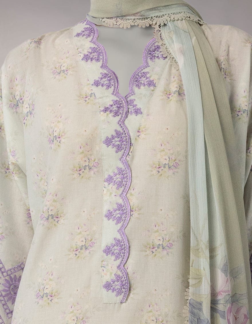 BLUE LAWN EMBROIDERED UNSTITCHED 3PC