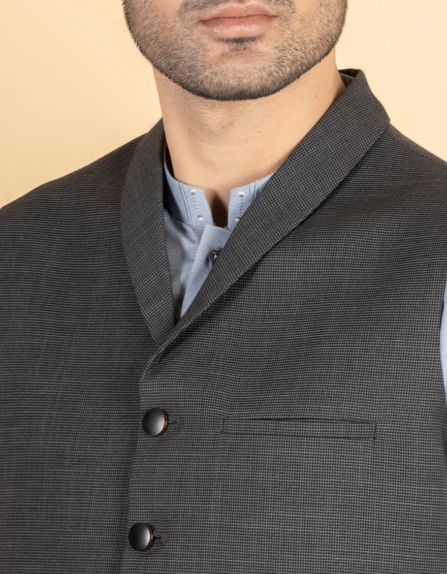 DARK GREY BLENDED WAISTCOAT | JJVC-27421