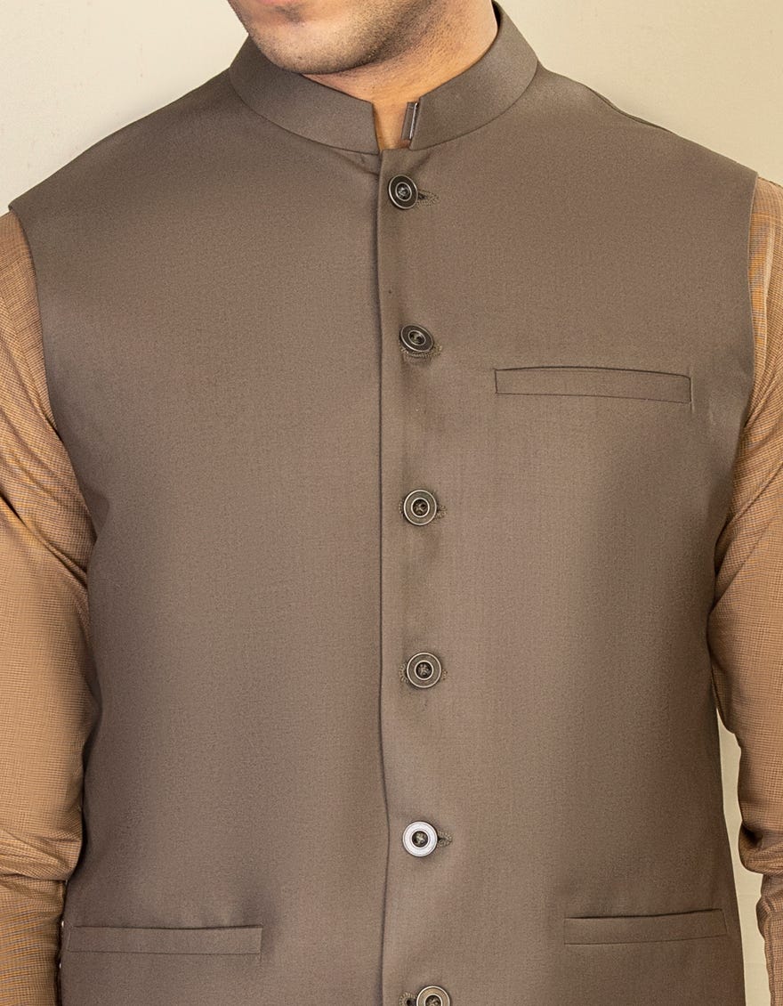 COFFEE BLENDED WAISTCOAT | JJVC-27473