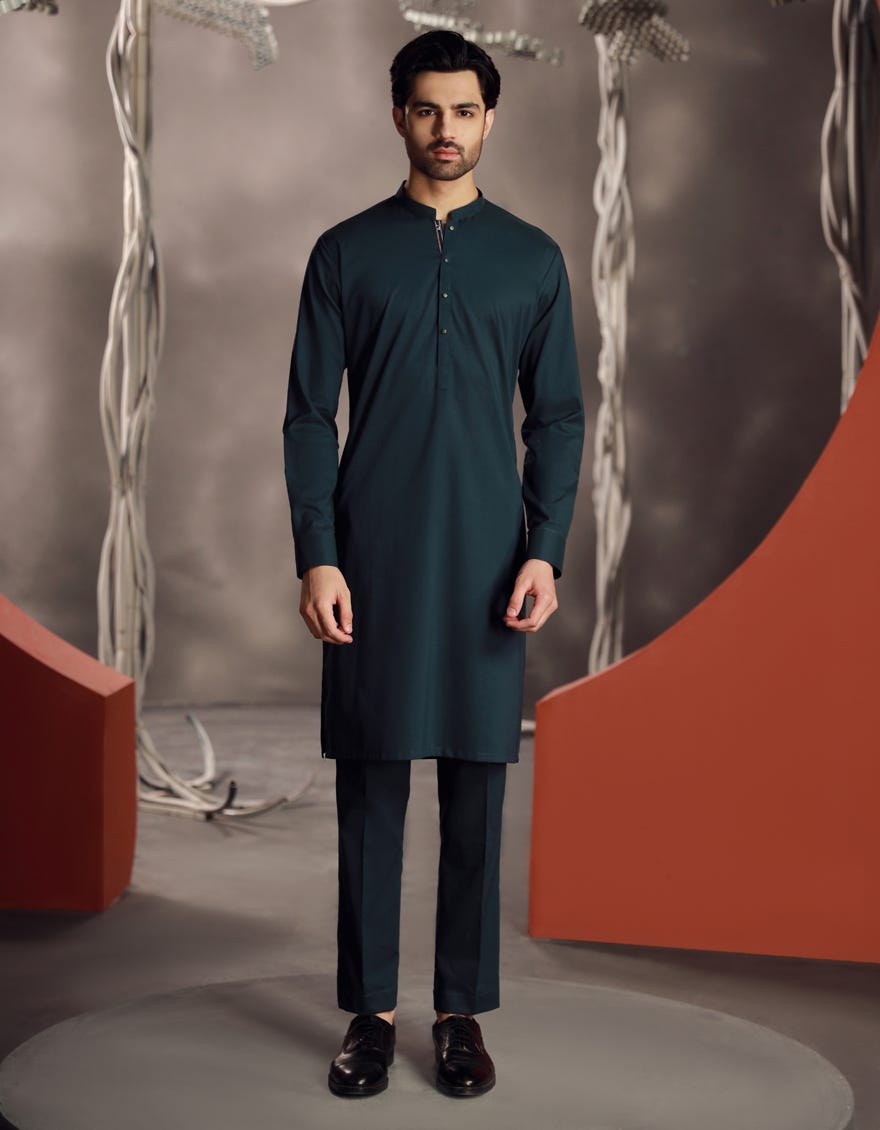 SEA GREEN COTTON KURTA PAJAMA | JJKP-A-33020