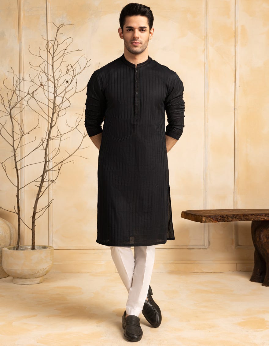BLACK BLENDED SEMI-FORMAL KURTA