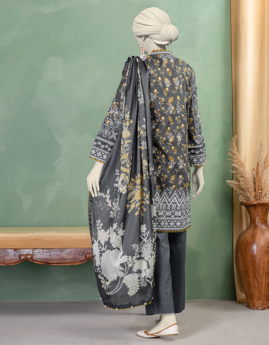 MULTICOLOR LAWN PASTE PRINTED UNSTITCHED 3PC