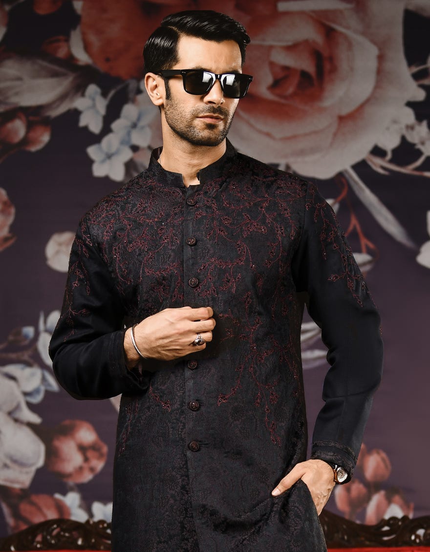 purplish-black-jamawar-special-kurta-jjk-sp-34155
