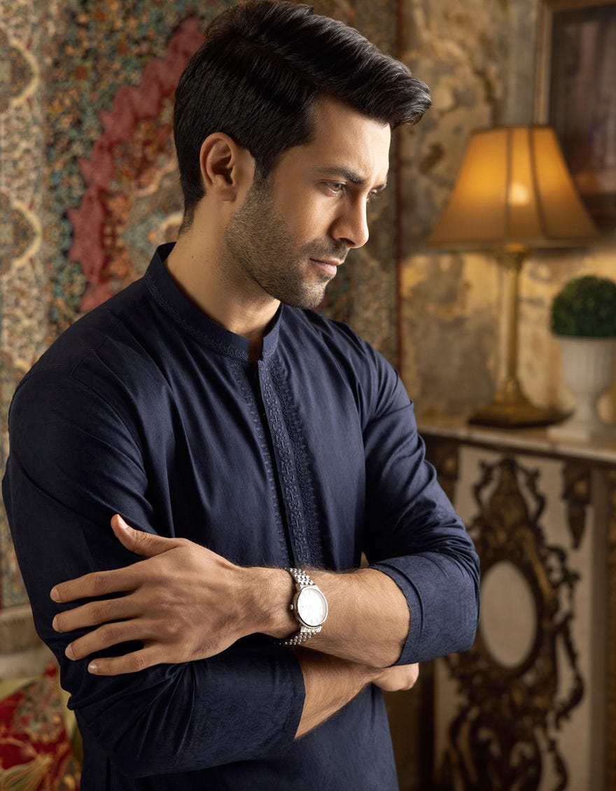 MID NIGHT BLUE COTTON KURTA | JJK-S-34162