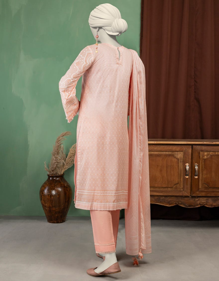 PEACH LAWN EMBROIDERED UNSTITCHED 3PC