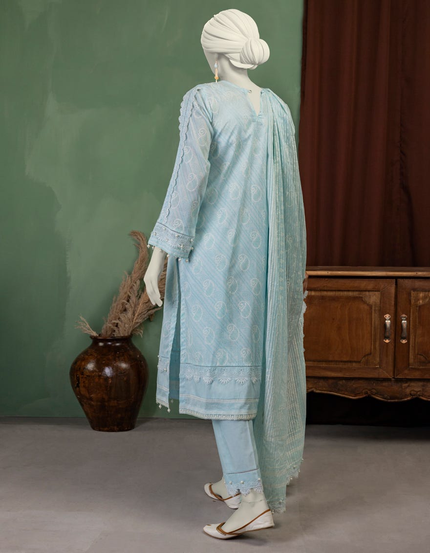 BLUE LAWN EMBROIDERED UNSTITCHED 3PC
