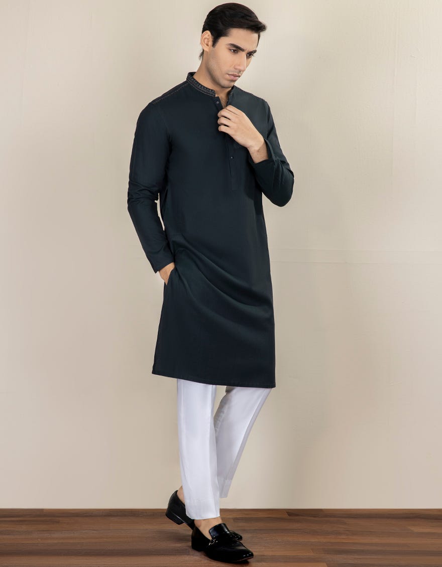 FOREST GREEN COTTON KURTA | JJK-A-34268