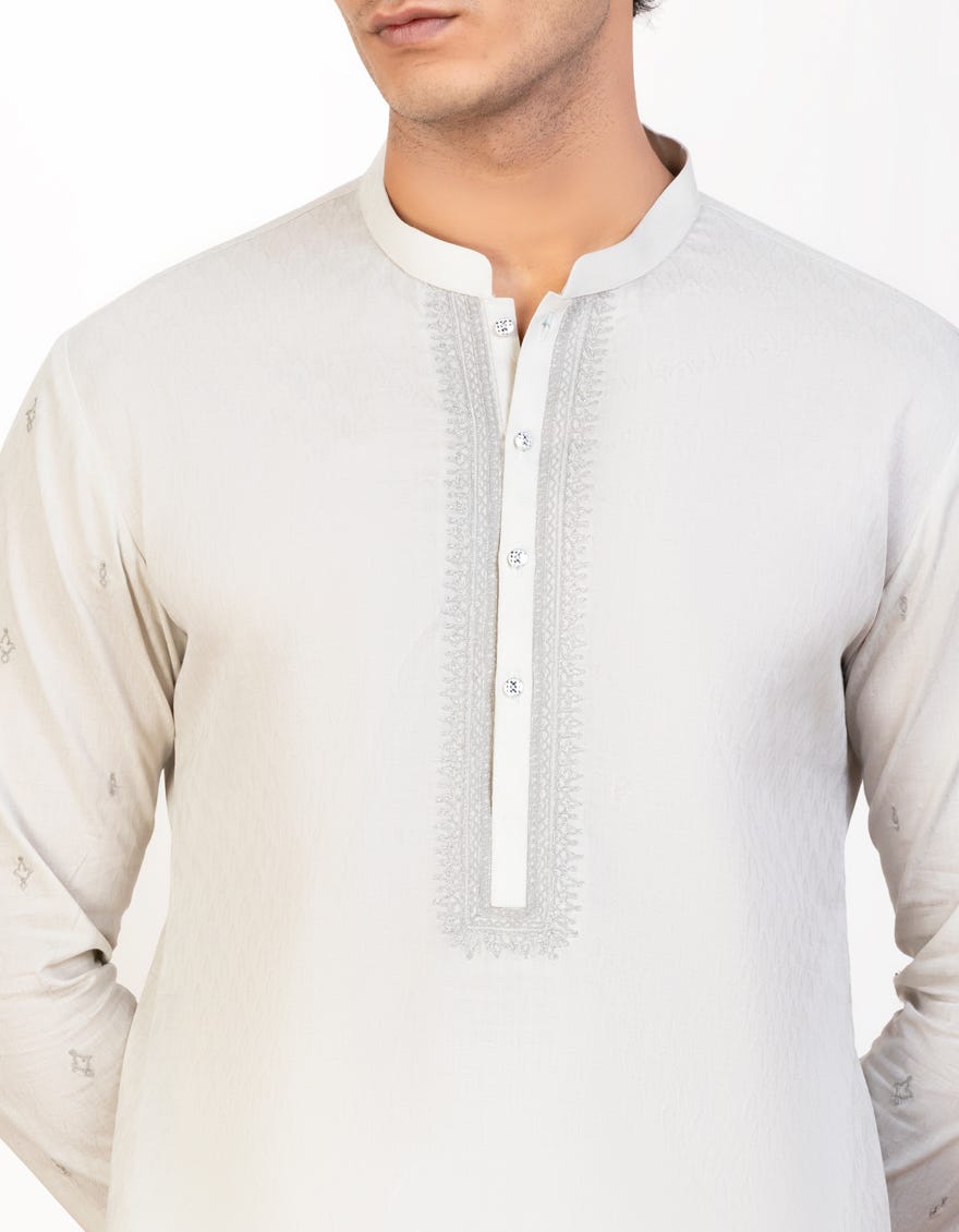 Ivory Cotton Men's Kurta | Jjk-S-34437